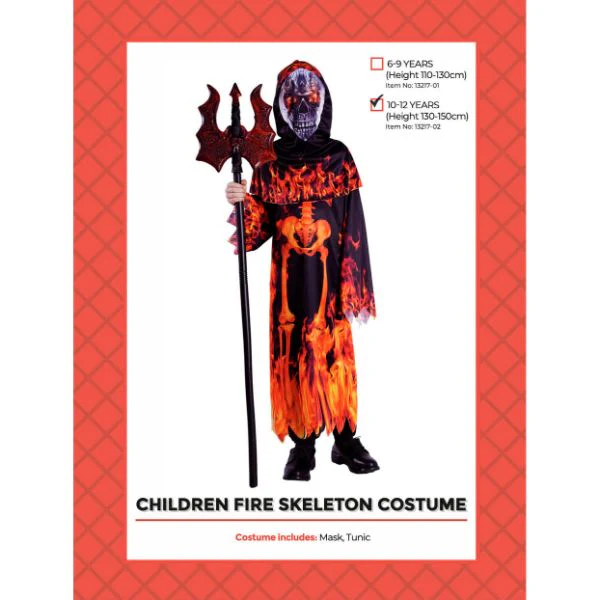 Children Fire Skeleton Costume (10-12years) - Image 2