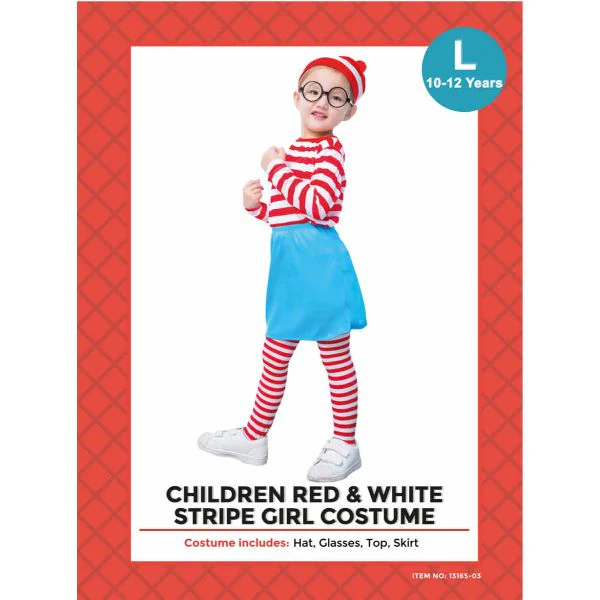 Girls Red & White Stripe Costume Set - Image 2