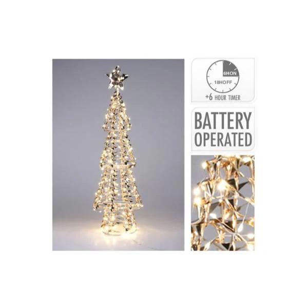 Shiny Gold Christmas Tree With 80 Led - 68cm