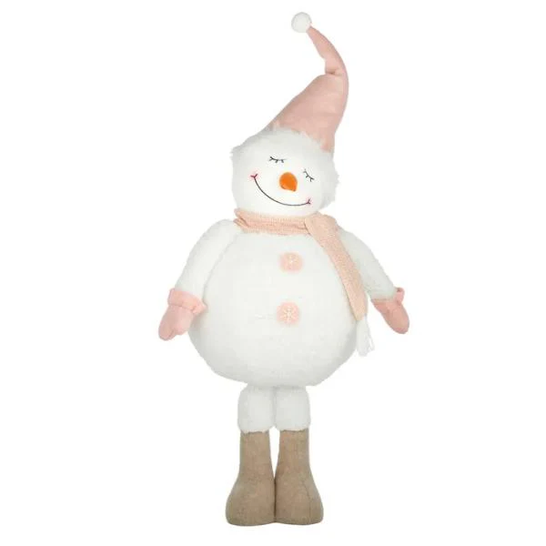 Chubby Flexi Snowman Fab 42x87cm Wht/Pnk