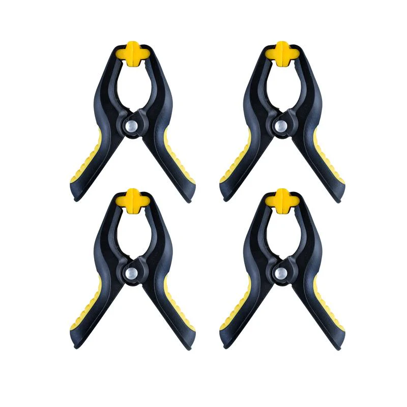 4 Pack Small Black & Yellow Clamp Spring With Soft Grip Handle - 7.5cm - Image 4