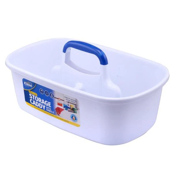 White Plastic Cleaning & Storage Caddy With Carry Handle - Image 3