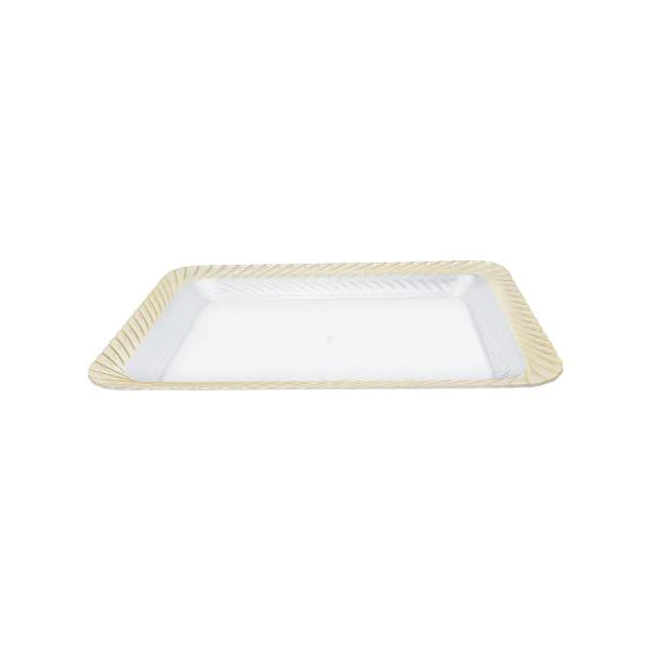 Oblong Serving Tray With Gold Edge - 34.5cm x 49cm