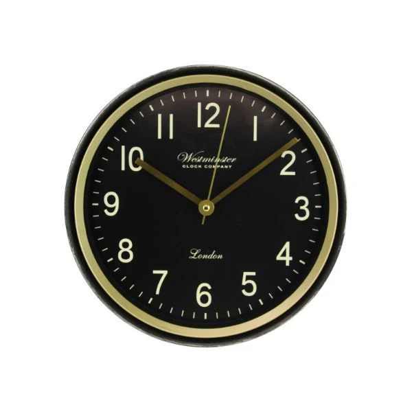 Black Clock With Gold Accents - 29cm