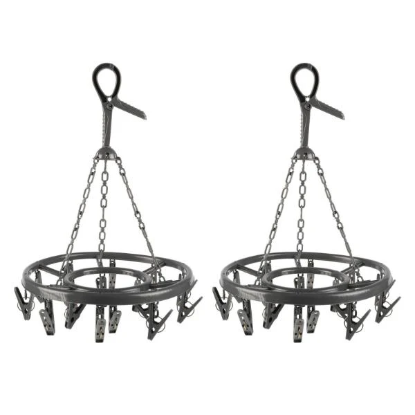 2 Pack Rotating Compact Clothes Hanger with 16 Pegs Each