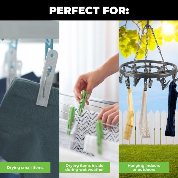 2 Pack Rotating Compact Clothes Hanger with 16 Pegs Each - Image 4