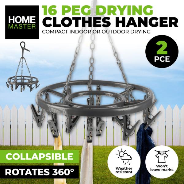 2 Pack Rotating Compact Clothes Hanger with 16 Pegs Each - Image 5