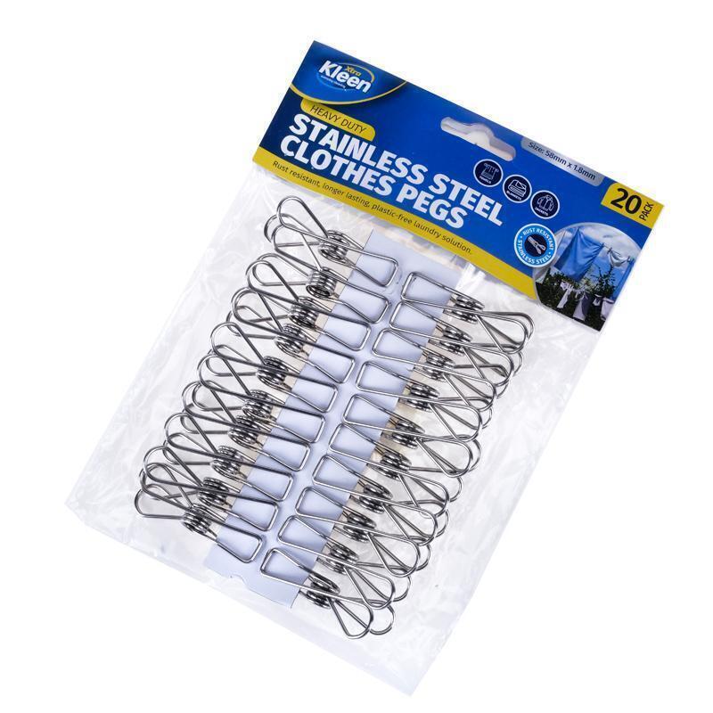20 Pack Stainless Steel Clothes Pegs - 5.8cm - Image 4