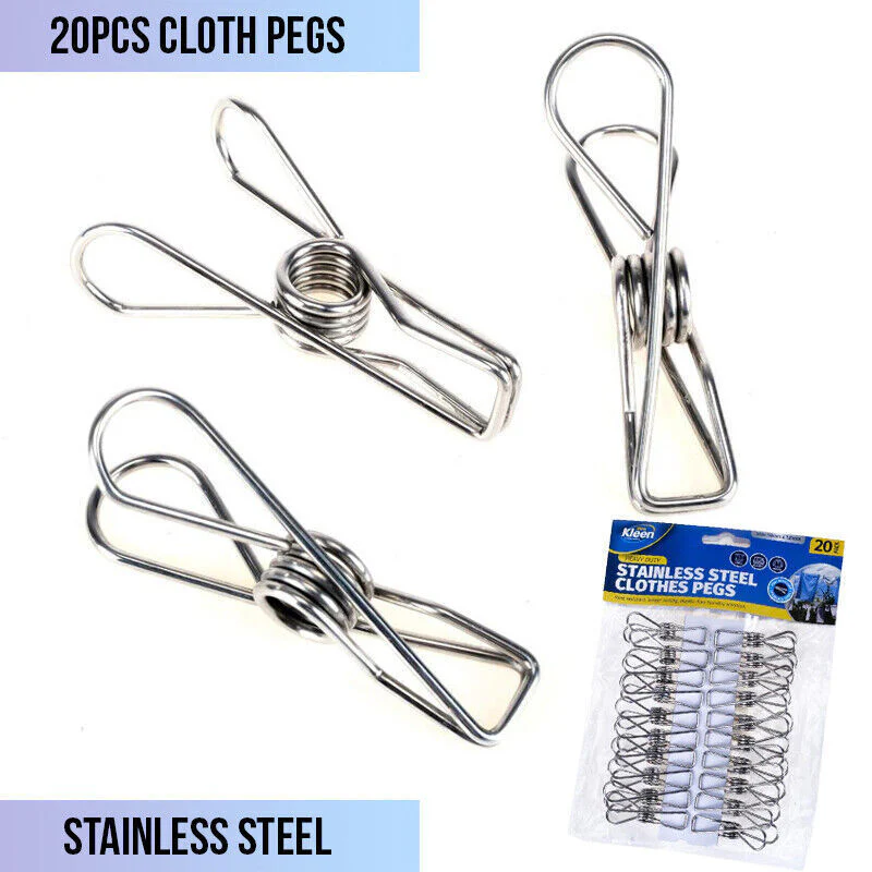20 Pack Stainless Steel Clothes Pegs - 5.8cm - Image 5