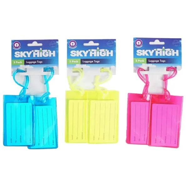 2 Pack Colour Luggage Tags - 10.9cm x 6.5cm