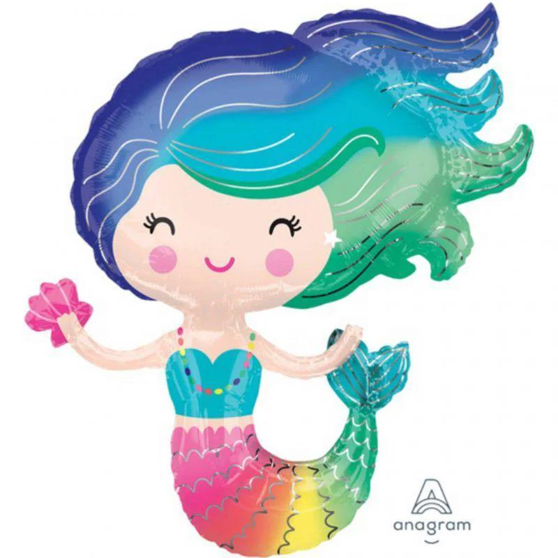 Colourful Mermaid Foil Balloon - 73cm x 76cm