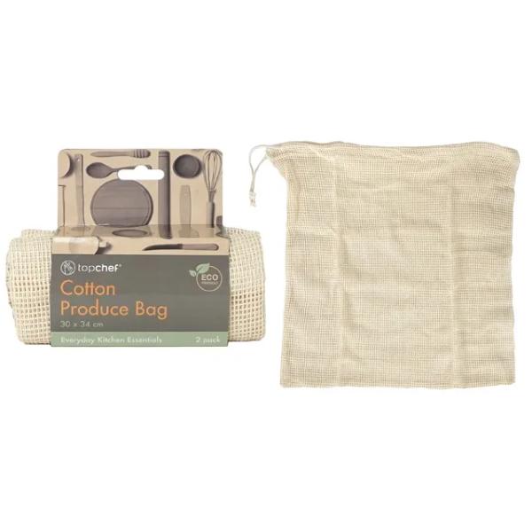 2 Pack Cotton Produce Bag - 30cm x 34cm