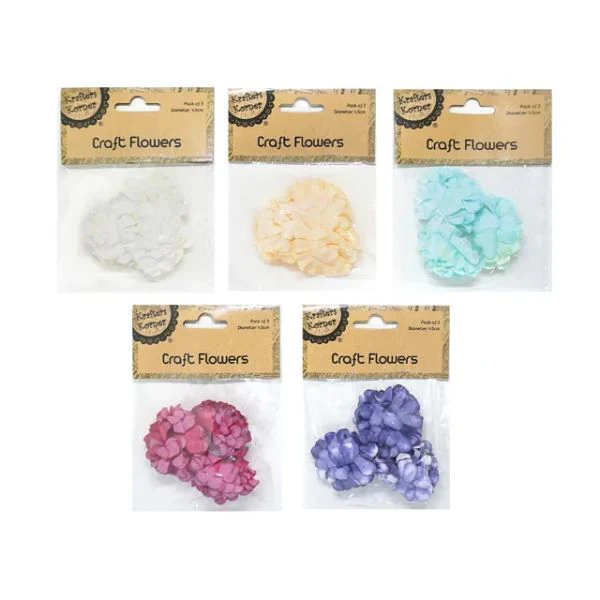3 Pack Craft Flowers - 4.5cm