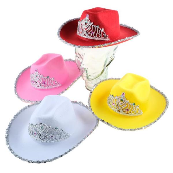 Premium Cowgirl Flocked With Tiara Craft Hat - Image 3