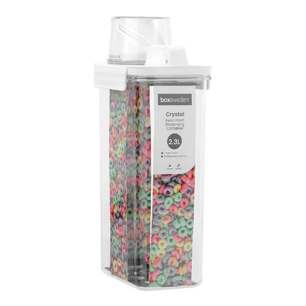 Boxsweden Crystal Clear Keep Fresh Dispensing Container With Measuring Cup - 2.3L - Image 2