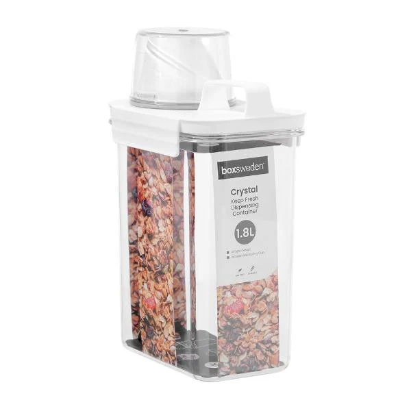 Boxsweden Crystal Clear Keep Fresh Dispensing Container With Measuring Cup - 1.8L - Image 2