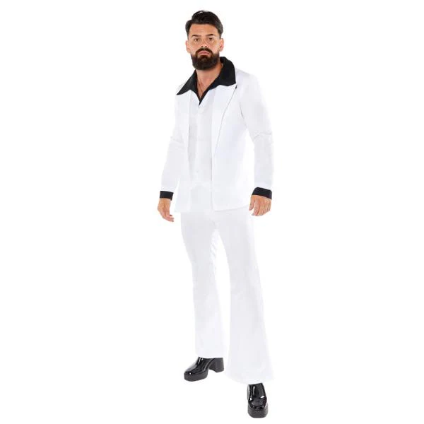 White 70s Disco Suit Mens Costume - X Large