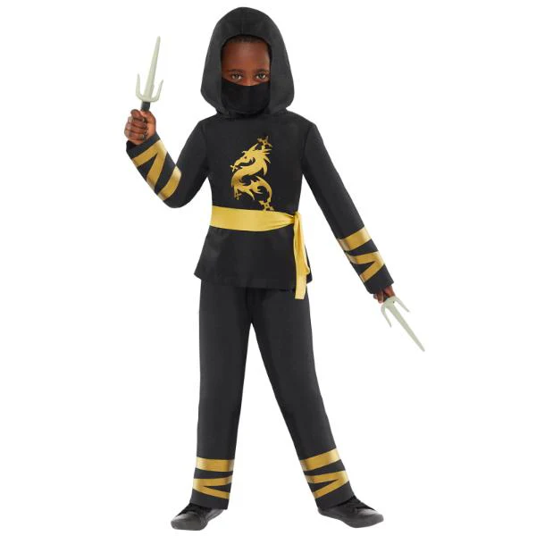 Gold Ninja Kids Costume - 6 - 8 Years