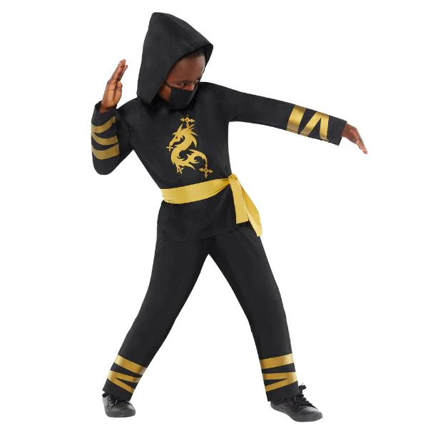 Gold Ninja Kids Costume - 6 - 8 Years - Image 2