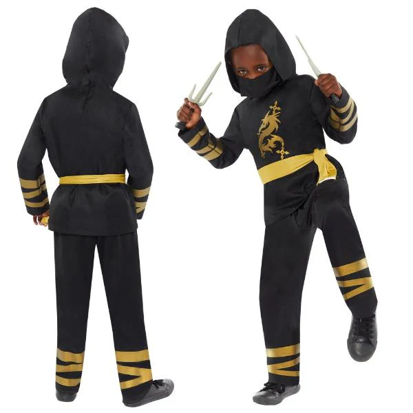Gold Ninja Kids Costume - 6 - 8 Years - Image 3