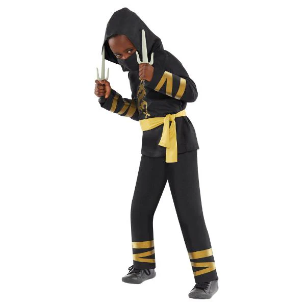 Gold Ninja Kids Costume - 8 - 10 Years - Image 3