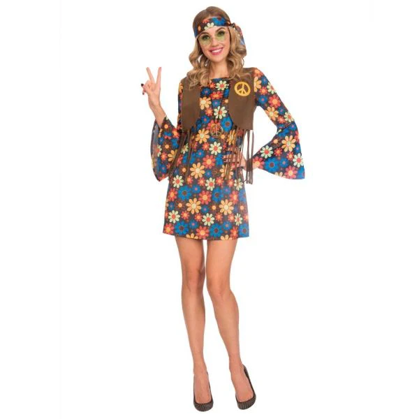 Adult Groovy Hippy Women Costume - Size 10 - 12