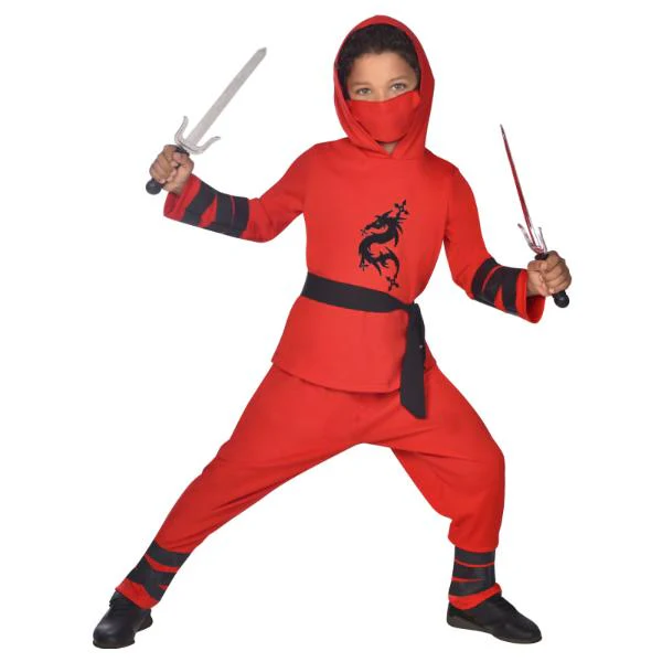Red Ninja Warrior Kids Costume - 4 - 6 Years