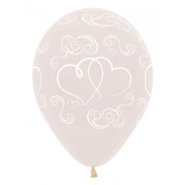 50 Pack Sempertex Crystal Crossed Hearts Balloon - 30cm