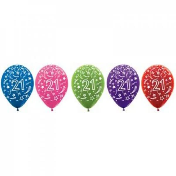 50 Pack Sempertex Metallic 21 Birthday Balloons - 30cm