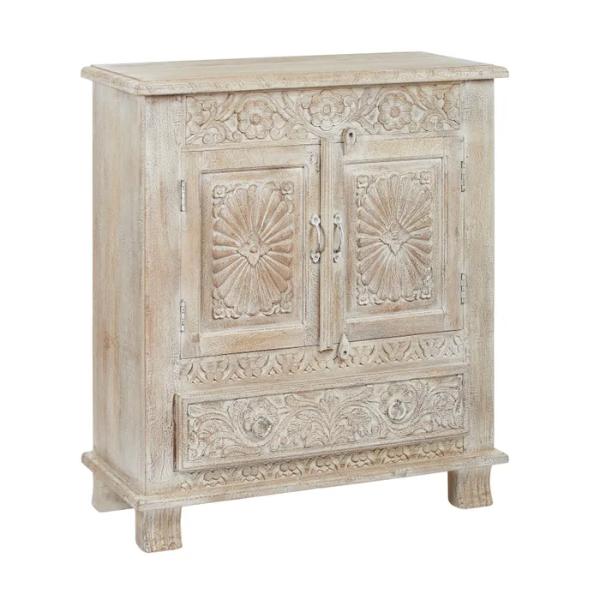 White Dawn Wood Sideboard - 90cm x 40cm x 102cm