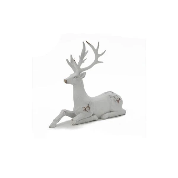 White Crouching Deer Decor - 22.5cm x 8cm x 20cm