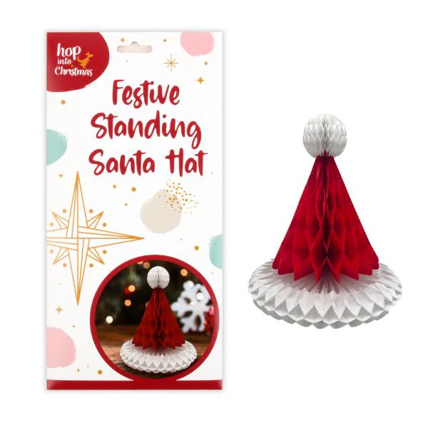 Christmas Red Honeycomb Lantern Santa Hat - 29.2cm