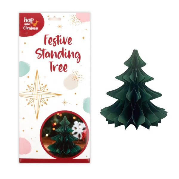 Christmas Tree Honeycomb Green Lantern Decoration - 31.5cm
