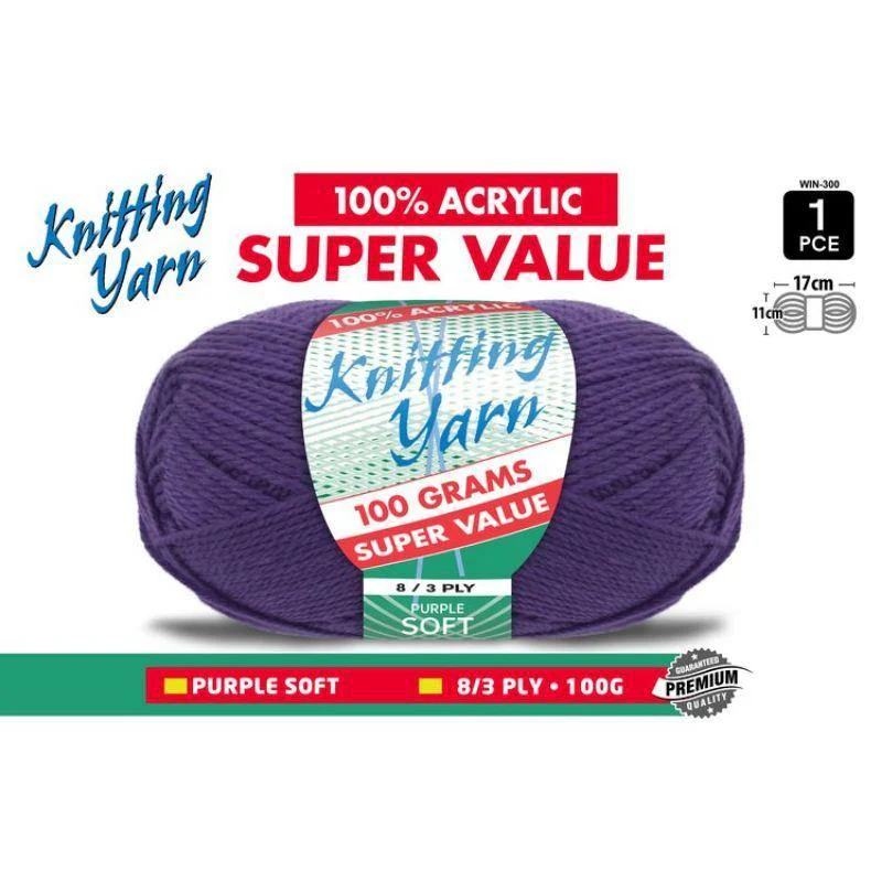 Deep Purple Knitting Yarn 8 Ply - 100g