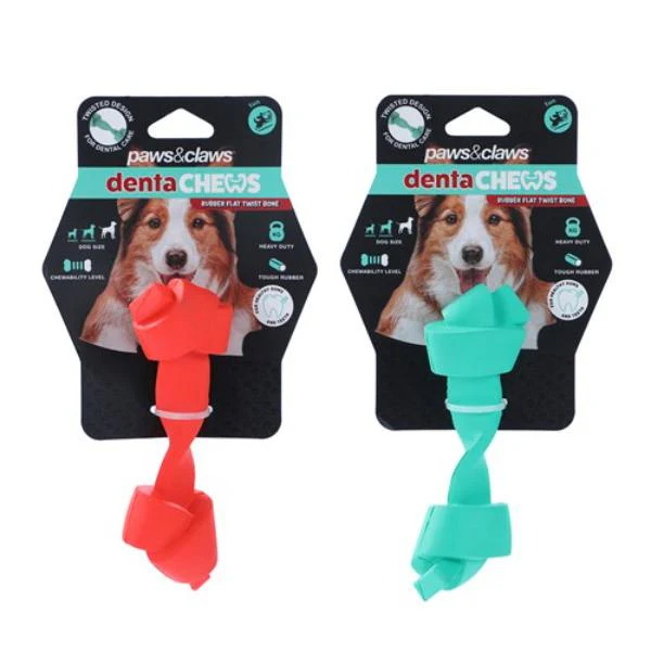 Denta Chews Flat Twist Bone Toy - 13.7cm x 4.6cm x 3.6cm