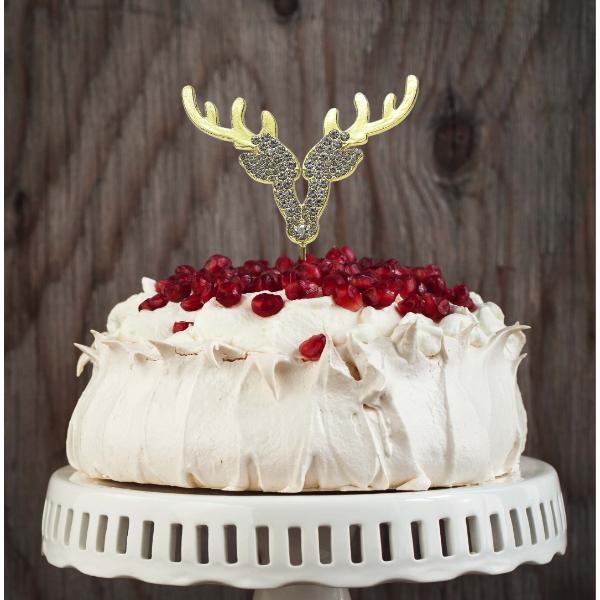 Diamante Gold Reindeer Cake Topper - Image 2