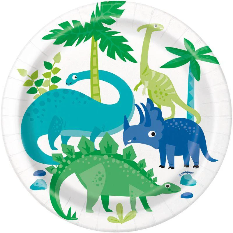 8 Pack Dinosaur Roar Paper Plates - 18cm
