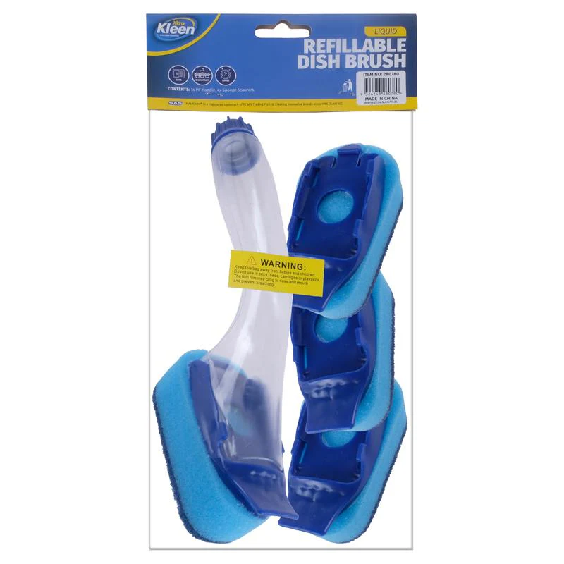 4 Pack Dish Sponge & Scourer With Soap Dispensing Handle Refill Pack - Image 3