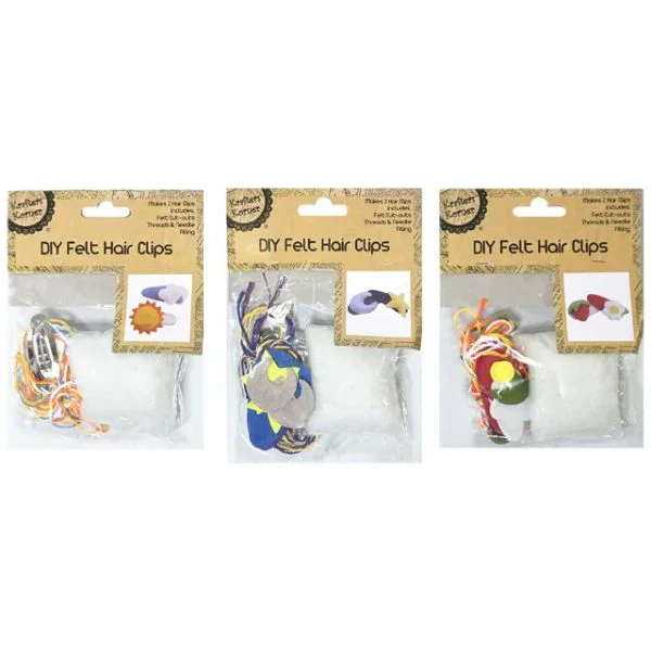 2 Pack DIY Felt Hair Clips - 3.7cm x 1.3cm - Image 2