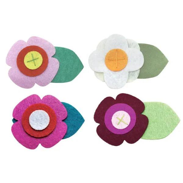 2 Pack DIY Felt Hair Flower Clips