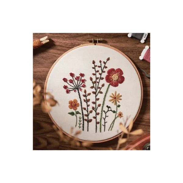 DIY Floral Embroidery Kit - 20cm - Image 4