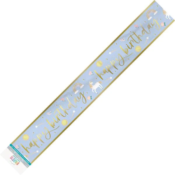 Dainty Unicorn Happy Birthday Foil Banner - 274cm