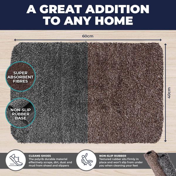 Home Master Highly Absorbent Non Slip Backing Door Mat- 40cm x 60cm - Image 2