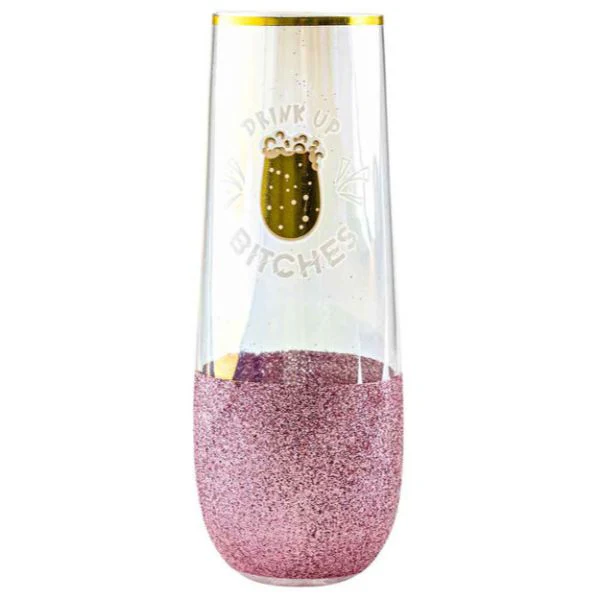 Drink Up Bitches Stemless Champagne Glass - 180ml
