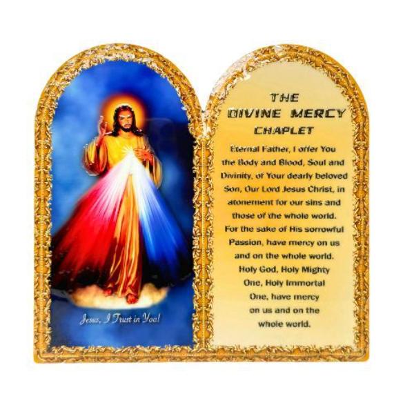 Ceramic Dual Semi Circular Top Shape Religious Stand With Image Of Jesus - 19cm x 20cm