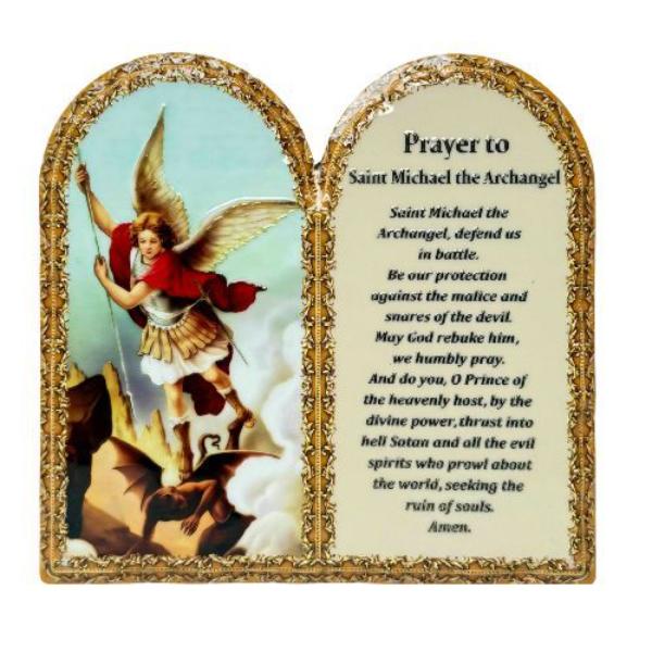 Ceramic Dual Semi Circular Top Shape Religious Stand With Image - 19cm x 20cm