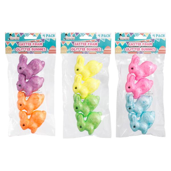 4 Pack Easter Glitter Bunny - 6cm x 6cm - Image 2