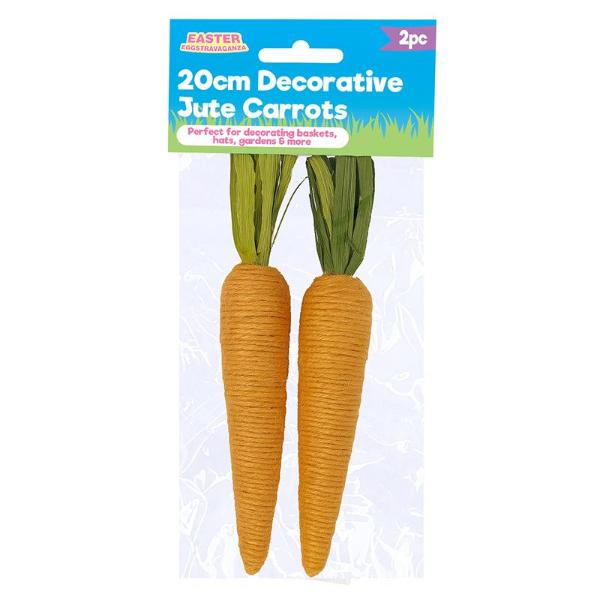 2 Pack Easter Carrot Decorations Jute Rope - 20cm x 3cm x 3cm