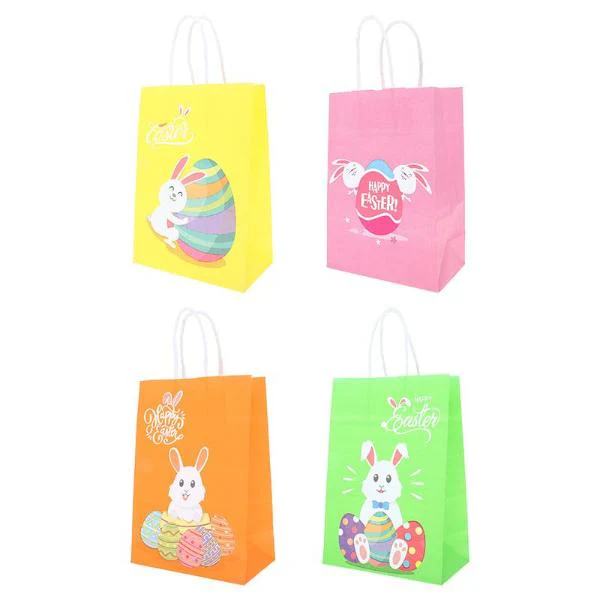 4 Pack Easter Egg Hunt Craft Paper Bags - 21cm x 15cm x 8cm