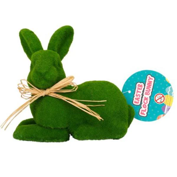 Green Easter Flock Bunny - 12cm x 8cm x 19cm - Image 2